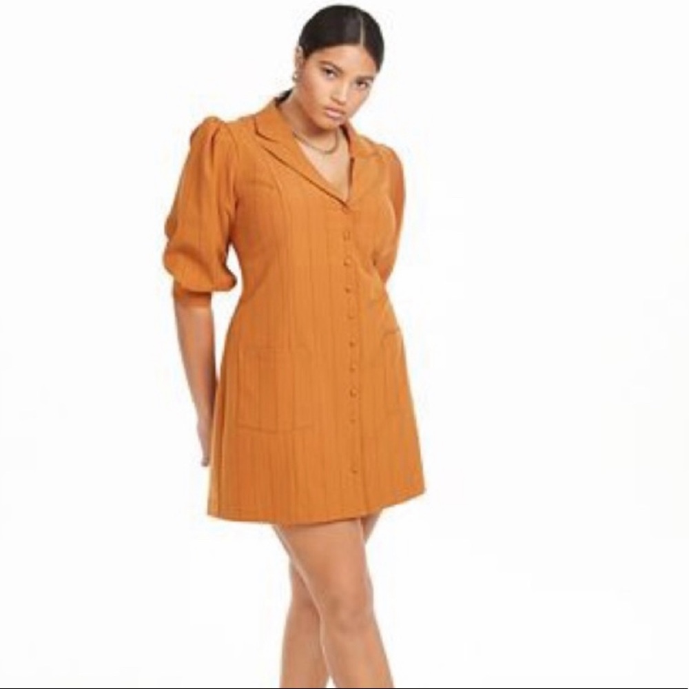 Danielle Bernstein Camel Button-Front Mini Dress - image 2